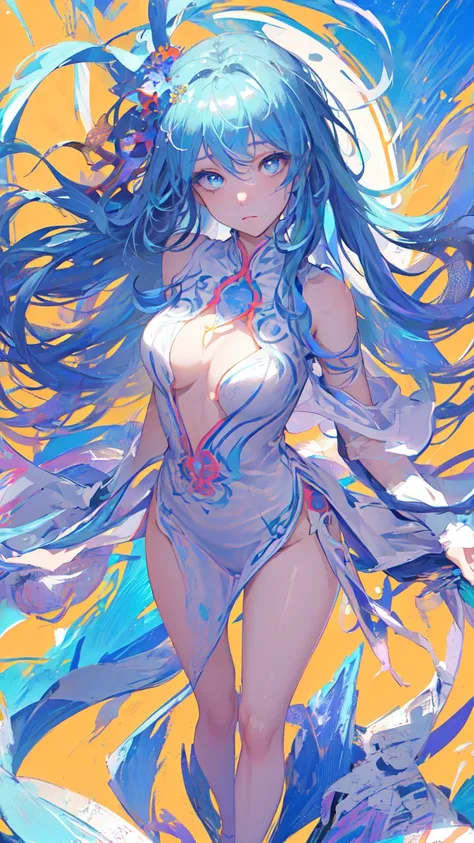 (masterpiece), (best quality), (ultra detailed),(disheveled hair),(illustration), (1girl), (Fashionable clothing), standing,Fashion model,looking at viewer, (interview), (simple background),beautifuldetailedeyes,delicate beautiful face,Floating,(high saturation),(colorful splashes),colorful bubble,(shining),focus on face,