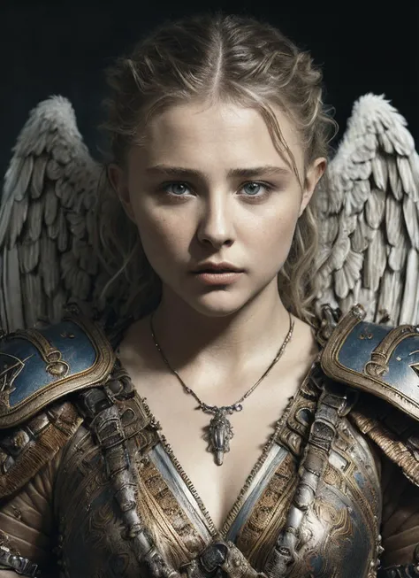 close up RAW photo of winged warrior sks woman, detailed textures, sharp focus, ultra high pixel detail, absurdres, cinematic, intricate, cinematic light, concept art, art station, realistic, movie scene, cinematic, high quality, craig mullins and wayne barlowe style, full colors, incredibly detailed, 4k, 8k, <lora:locon_chloe_v1_from_v1_64_32:1.25>