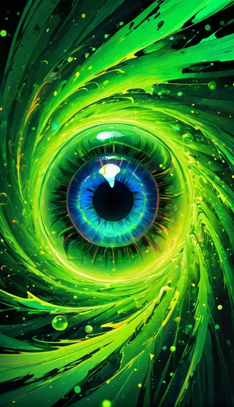 (best quality:1.3), masterpiece, absurdres, highres, dynamic lighting, intricate detailed, beautiful eyes, 1other, (Neon Lime color:1.1) , (Merge colors in a fusion of dynamic energy, with swirling blends, splatters, and unexpected interactions that result in a composition full of movement and vitality:1.2)
