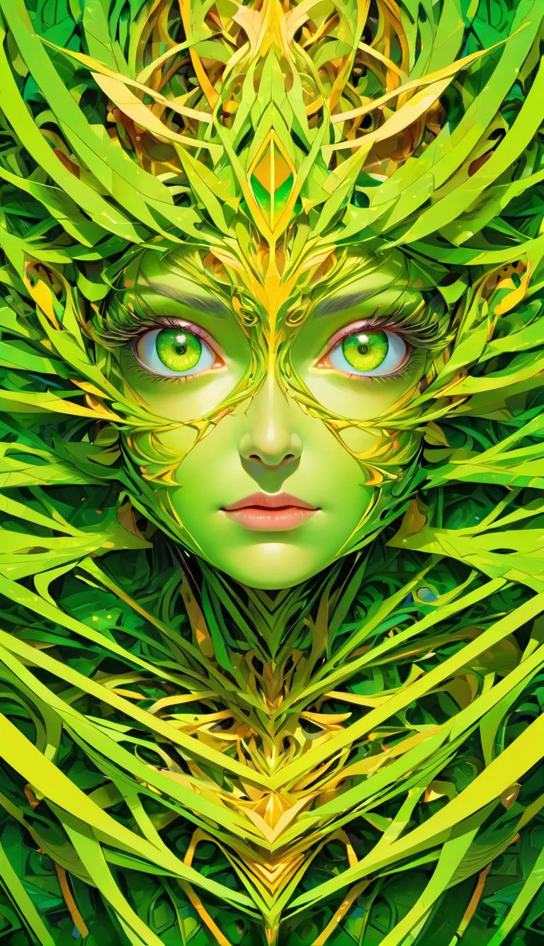 (best quality:1.3), masterpiece, absurdres, highres, dynamic lighting, intricate detailed, beautiful eyes, 1other, (Laser Lime color:1.1) , (Merge colors together in a dynamic fusion, with overlapping layers, blending techniques, and spontaneous gestures that create a visually rich and harmoniously chaotic composition:1.2)