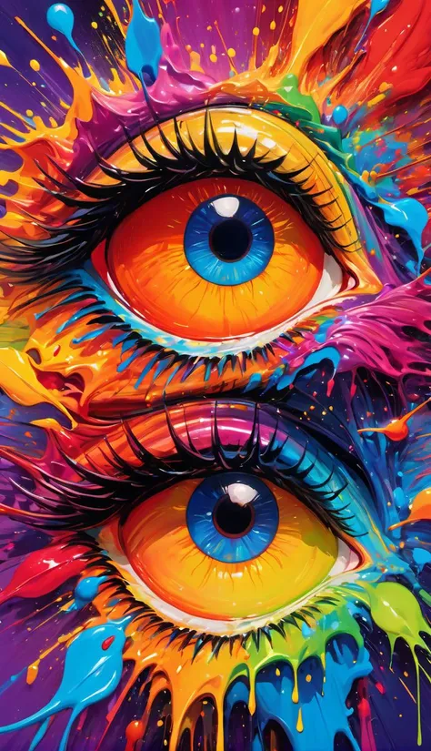(best quality:1.3), masterpiece, absurdres, highres, dynamic lighting, intricate detailed, beautiful eyes, 1other, (Electric Burst color:1.1) , (Unleash a spectrum of colors in a frenetic display, with energetic brushstrokes, splattering paints, and wild color combinations colliding in a truly chaotic manner:1.2)