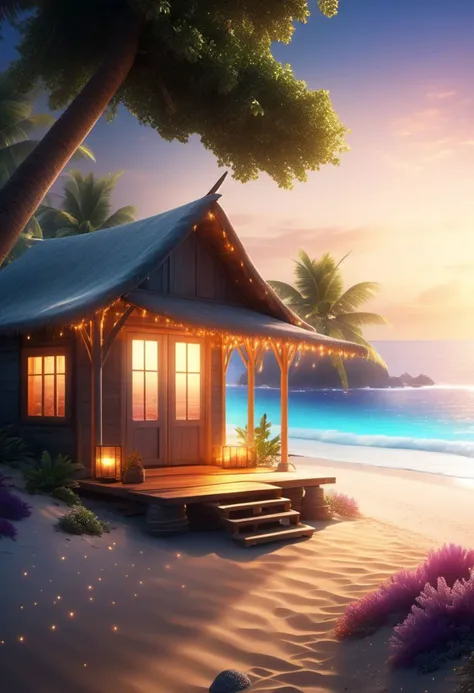 (a hut on the beach, a path that goes to the sea, at dawn, fine sand, waves with foam on the crest), RAW photo, immersive background+, DLSR, RTX, ray tracing, ultra high resolution, 8k quality, hyperrealism, photography, elegant, highly detailed, majestic, digital photography, (masterpiece, sidelighting, finely detailed beautiful eyes:1.2), (highest quality:1.1), (HDR:1.3), (top quality, best quality), (realistic, photo-realistic:1), high definition,
BREAK
immersive picture, vivid colors, volumetric light, cinematic light, light rays, lens flare, sparkles, glowing effects, (detailed background), full color, contrasting colors, highly detailed, attention to detail, octane render, award winning visual, depth of field, intricate details, rgb colors, warm backlit, fireflies, extremely detailed, hyper realistic, ultra sharp focus, light particles, cinematic, stunning visual masterpiece, highest quality,