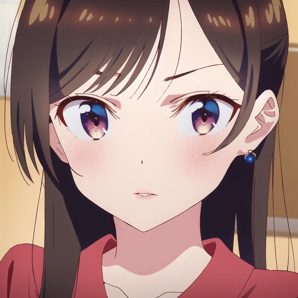 (masterpiece), (best quality), <lora:Rent_a_Girlfriend:1>, chizuru_ichinose, 1girl, solo, looking at the viewer, portrait, earring, breasts, red_shirt, parted_lips, bangs, long hair, brown_hair