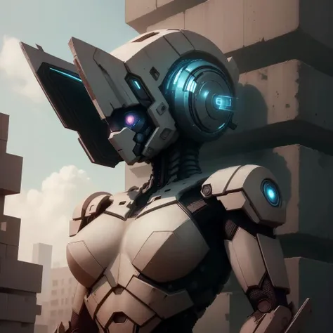 <lora:BrutalistTech-20:1>,brutaltech, human , golem, 1girl,