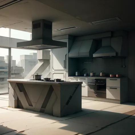 <lora:BrutalistTech-20:0.8>,brutaltech, cement, scifi,
kitchen