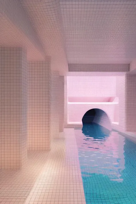 <lora:liminalSpaceLora_v2Dreamlike:0.7>,
backroom, liminal space, Level-37, Sublimity, inside, water, white tiles, reflection, blue water, blue lighting, pink lighting,
plant, water corridor, water pool, multiple doorways, water slide
(photorealistic), [sharp focus], (HDR), (8k), (gigapixel), (masterpiece)