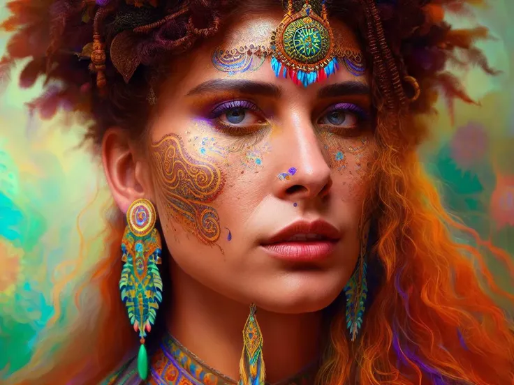 an extremely psychedelic portrait of shaman, surreal, , face, detailed, intricate, elegant, lithe, highly detailed, digital painting, artstation, concept art, smooth, sharp focus, illustration