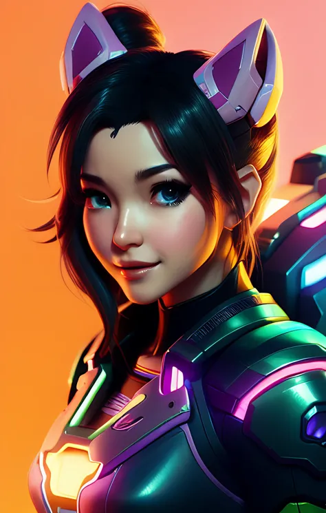 D.va from Overwatch, sexy, fanart, fighting pose, amazing detail, color grading, (glowing haze)++ (soft glow)+ digital art render, anime, pixar style, by rossdraws, wlop, ilya kuvshinov, 8k
