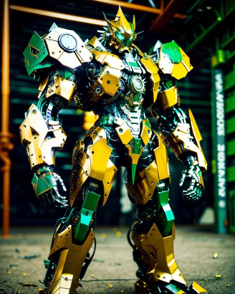 forest_green color,  dark mood,
Full body shot , 1giant the transformers, side view, dynamic angle,
(attack, dynamic pose:1.4), cyber  , robotic(king:1.2), brutal armor, heavy metal design, huge robot_wings, lazer blade, rusty,
scattered scraps, sparkle, glowing, 
(subdivision, angular design, carbon-fiber, high-tech, pistons, robotic frame, metal joints, rubber cables, metal bolts, industrial, structures),
in a futuristic warzone, hyper-detailed portrayal of a Mech, formidable,
marble_blue color,
depth of field, wide angle, golden ratio, leading lines ,best quality, masterpiece, extremely detailed, cinematic, hyperrealistic, illustration, absurdres, octane render, rich textures, accurate anatomy, perfect hands, perfect feet, complete fingers, proper number of limbs,  polished,  intricately detailed,
<lora:FINAL  Robort:0.3>,  <lora:add_detail:0.6>,  <lora:nijiMecha:0.4>,  <lora:epiNoiseoffset_v2:1>, <lora:mecha(mjstyle):0.28> <lora:A-Mecha-REN[color_theme,mecha musume, mechanical parts, robot joints,headgear,full armor]:0.6>,