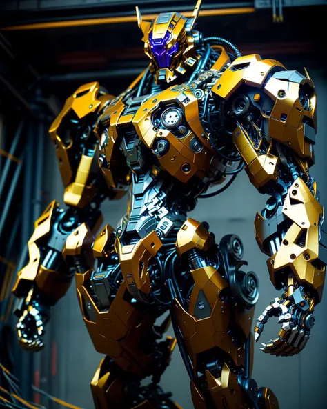 LightSlateGray color,  dark mood,
Full body shot , 1giant evangelion, back view, dynamic angle,
(attack, dynamic pose:1.4), cyber  muscular, robotic(soldier:1.2), brutal armor, heavy metal design, huge robot_wings, lazer blade, rusty,
scattered scraps, sparkle, glowing, 
(subdivision, angular design, carbon-fiber, high-tech, pistons, robotic frame, metal joints, rubber cables, metal bolts, industrial, structures),
in a futuristic warzone, hyper-detailed portrayal of a Mech, formidable,
Blue color,
depth of field, wide angle, golden ratio, leading lines ,best quality, masterpiece, extremely detailed, cinematic, hyperrealistic, illustration, absurdres, octane render, rich textures, accurate anatomy, perfect hands, perfect feet, complete fingers, proper number of limbs,  polished,  intricately detailed,
<lora:FINAL  Robort:0.3>,  <lora:add_detail:0.6>,  <lora:nijiMecha:0.3>,  <lora:epiNoiseoffset_v2:1>, <lora:mecha(mjstyle):0.25> <lora:A-Mecha-REN[color_theme,mecha musume, mechanical parts, robot joints,headgear,full armor]:0.6>,