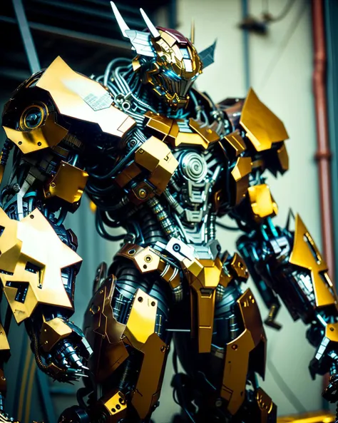 khaki color,  dark mood,
Full body shot , 1giant the transformers, side view, dynamic angle,
(fighting stance, dynamic pose:1.4), cyber  muscular, robotic(samurai:1.2), brutal armor, heavy metal design, huge robot_wings, lazer blade, rusty,
scattered scraps, sparkle, glowing, 
(subdivision, angular design, carbon-fiber, high-tech, pistons, robotic frame, metal joints, rubber cables, metal bolts, industrial, structures),
in a futuristic warzone, hyper-detailed portrayal of a Mech, formidable,
ginger_brown color,
depth of field, wide angle, golden ratio, leading lines ,best quality, masterpiece, extremely detailed, cinematic, hyperrealistic, illustration, absurdres, octane render, rich textures, accurate anatomy, perfect hands, perfect feet, complete fingers, proper number of limbs,  polished,  intricately detailed,
<lora:FINAL  Robort:0.3>,  <lora:add_detail:0.6>,  <lora:nijiMecha:0.4>,  <lora:epiNoiseoffset_v2:1>, <lora:mecha(mjstyle):0.28> <lora:A-Mecha-REN[color_theme,mecha musume, mechanical parts, robot joints,headgear,full armor]:0.6>,