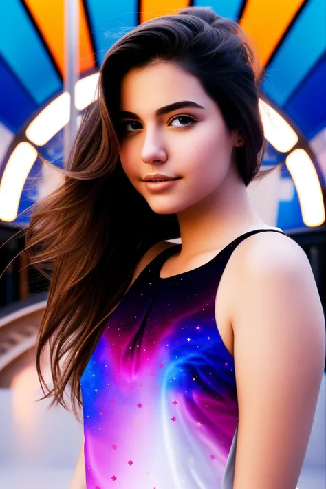 1girl, epic Vector Art, insane details, shot from side of a ("Too Young":1.3) , it is very Squealing and Glad, from inside of a Shiny Train station, Lazuli beach and Black hole in background, Clear skies, deep focus, Dynamic, Relieving, Glowwave, natural lighting, L USM, Kodachrome, behance HD, dark violet flakes, arthouse, Highres, (art by Leander Engström:1.0) , (Hendrick Cornelisz Vroom:1.2) , psychedelic