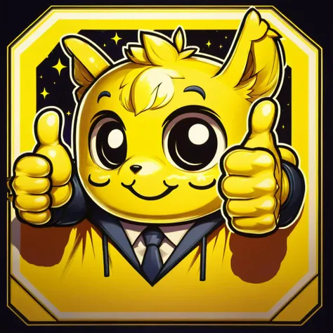 DonMSt0pS1gnXL yellow, terradonian, thumbs up <lora:DonMSt0pS1gnXL-000006:0.75>