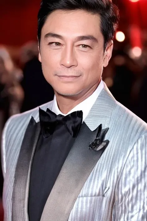 a men as a movie star, (portrait:1.2), (half body:1.2),(face focus:1), modelshoot style, (extremely detailed CG unity 8k wallpaper), Intricate, High Detail, Sharp focus, dramatic,photorealistic painting art by midjourney and greg rutkowski , ((movie premiere gala)), ((standing on the red carpet)), ((paparazzi in the background)), (looking at viewer), (detailed pupils:1.2), (elegant suit:1.3) <lora:zengjiang:1>