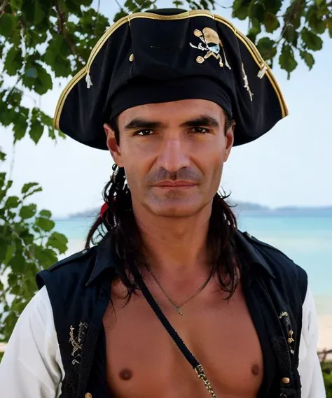 (close up:1.2), (pistoletov) , solo, 4K, as a (pirate:1.1), ragged clothes, baggy clothes, pirate hat, ship in background, beach, HQ, highres
<lora:alex pistoletov:1>