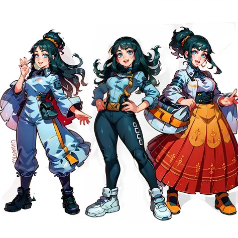 1girl, (MoreOutfits:1.5), (clothes variation, multiple views:1), (3views), full body, (), curvy, looking at viewer, smile, :D, cute pose, (dynamic_pose:1.2), wide shot, (white background:1),
(masterpiece:1.2), (best quality, highest quality), (ultra detailed), (8k, 4k, intricate), detailed eyes,
<lora:MoreOutFits_Concept-10:1> <lora:more_details:0.3> <lora:KiryuinSatsuki:0.55>