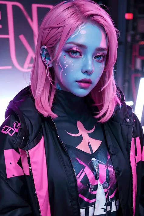 moyou,coocolor,1girl, cyber fashion, punk fashion, makeup, facepaint, pink eyeshadow, tattoo, jacket, upper body,((masterpiece)), ((best quality)), 8k, high detailed, ultra-detailed,
<lora:coocolor_1.5:0.8>