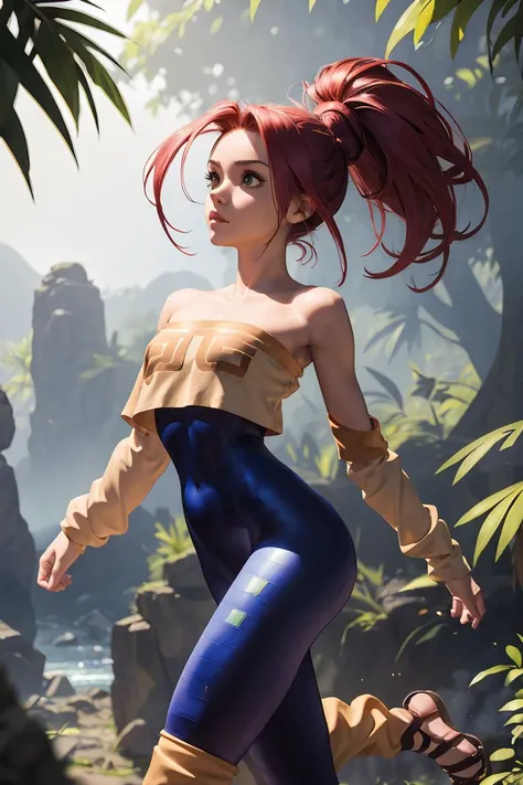 Tempest shadow, Tempest shadow from my little pony, Tempest shadow in the form of a girl, big breasts, voluminous breasts, bulging breasts, elastic breasts, in a sports uniform, playing badbenton with a racket, closed chest, in nature