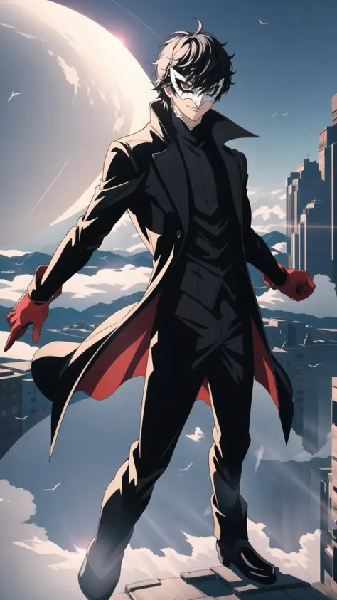 <lora:dsjoker-v2:1> dsjoker, 1boy, black coat, white mask, red gloves, smirk, <lora:anime minimalist:0.5> anime minimalist, BREAK, <lora:Fly-10:0.8> fly, floating, masterpiece, best quality, extremely detailed, highly quality, 4k, sharp focus, professional, sharp focus, award winning, cinematic lighting, octane render, unreal engine, volumetrics dtx, Wallpaper,