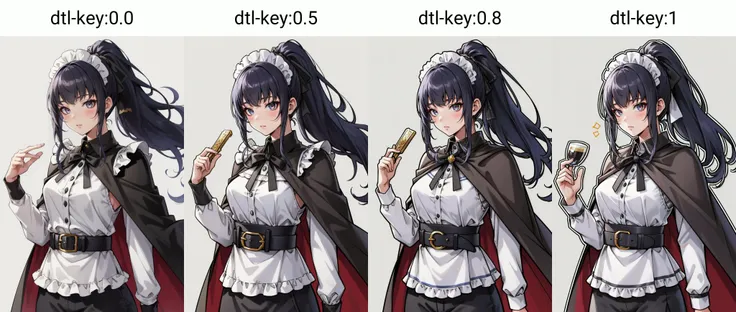 (masterpiece, best quality), intricate details,
(1girl), solo, <lora:narberalgammatest:0.8> narberal gamma, black hair, high ponytail, long hair, slanted eyes, narrow eyes,, belt, belt buckle, black pants, black ribbon, brown cape, buckle, buttons, cape, pants, ribbon-trimmed cape, white shirt,, apron, armor, black dress, dress, frills, long sleeves, maid, maid headdress, puffy sleeves,,
<lora:dtl-key:0.0>