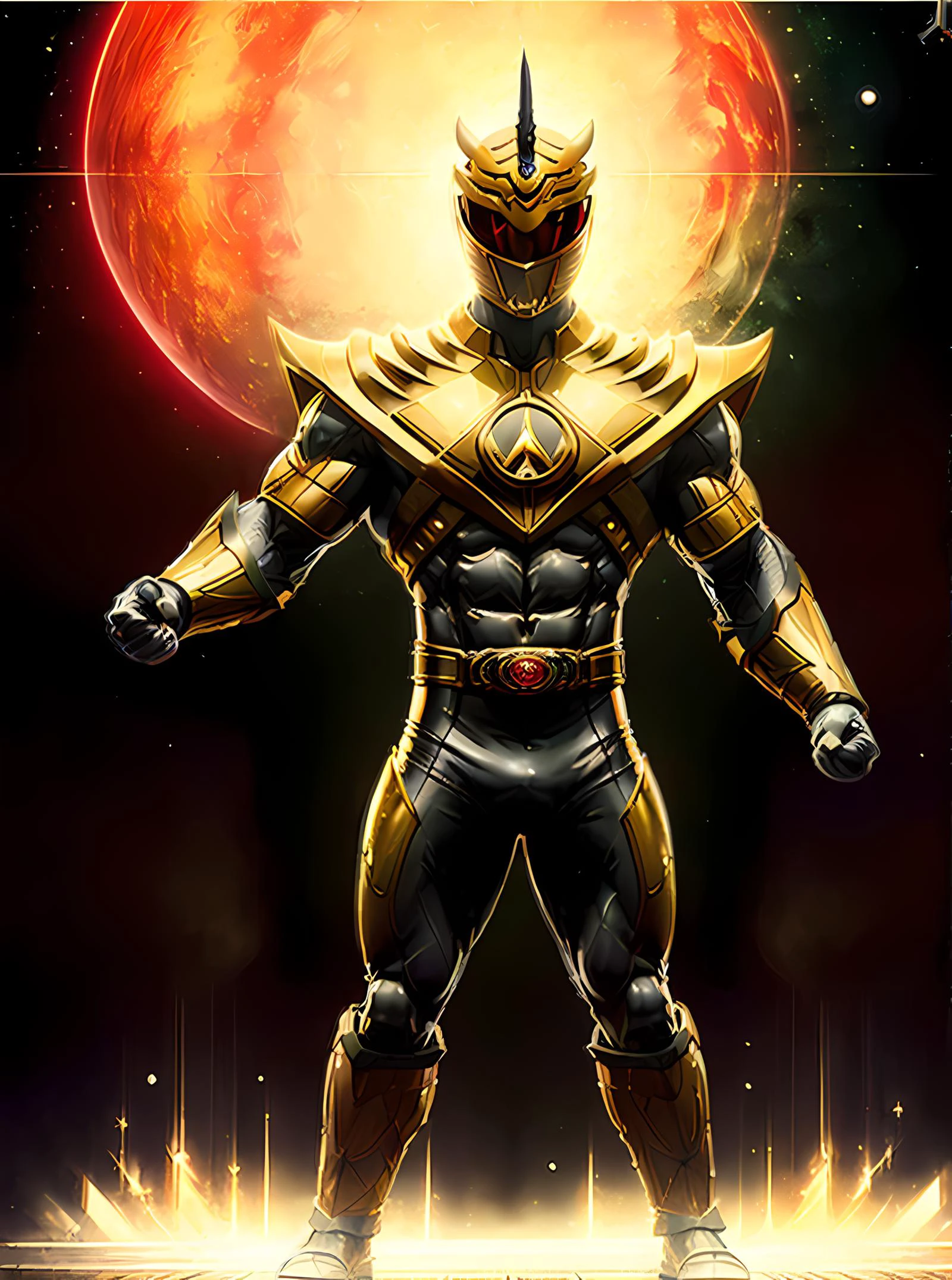 (masterpiece:1.3), (best quality:1.2),
anthro, furry, muscular, biceps, big_arms, old, aged up, mature male, big muscles:1.5, big pecs:1.0, looking viewer standing, shimmering rainbow latex metal, dark saturated blue clothing with shimmering star patterns, is beautiful, is the embodiment of perfection, is a sparkling shimmering sacred beast, chiaroscuro,
Unreal Engine, Hyperdetailed, Anime, Marvel Comics, male, Full body,
ultra high quality model, 8k Ultra HD, perfect composition, beautiful detailed intricate insanely detailed octane render, 8 k artistic photography, photorealistic concept art, soft natural volumetric cinematic perfect light, perfect depth of field shot, ray tracing, photometry, metallic deep colors, beautiful, cute, body in galaxy, chrome body,
(glowing red eyes), evil supervillain, dashing cape, mocking gaze, evil smile, delicate detailed eyes, delicate detailed face, emits and aura of power and majesty, emperor, imperial cape, total body, (Totality Embodiment), (Metapotence - Have absolute power over your own existence and everything related to it), stunning, mythical being, breathtaking beauty, pure perfection, divine presence, unforgettable, impressive, breathtaking beauty, beautiful, auras, rays, vivid colors reflects, being absolute, perfect, physical manifestation of a Muscular Supreme Being, majestic and powerful entity exudes an aura of strength and control, sharp teeth, fangs, (Author Authority, Cosmic Entity that is trans-fictional and truly omnipotent, being absolute, perfect, and undefinable. the end-all be-all of narratives, the creator and the destroyer), sinister looking helmet, dark green bodysuit,
(uploaded and trending on imgur, pixiv, furaffinity, pinterest, e621, inkbunny, tumblr, playground, deviantart, artstation, ),
(in the style of and art by Chunie, jiandou, yupa, kiyosan, darkgem, Null-Ghost, Izrez, twinkle-sez, Adios, OrcFun, Akira Toriyama, Kentaro Miura, Katsuhiro Otomo, Watanabe Kenji, Yoshiki Takaya, Go Nagai, Tetsuo Hara, Riku Sanjo, Koichi Ohata, Masamune Shirow, midjourney, greg rutkowski, raphael, caravaggio, greg rutkowski, beeple, beksinski, giger, artgerm, simon stalenhag, wayne barlowe, igor kieryluk, loish, rhads, ),
<lora:LordDrakkon:0.65> (lord drakkon), armor, helmet, bodysuit, belt, red eyes, gloves, mask, boots, horns, single horn, gold armor, white gloves, vambraces, white bodysuit, <lora:Dragonranger:0.15> Greenranger, green bodysuit, <lora:Kiva:0.15> <lora:ShowaRider:0.15> kamen rider, scarf <lora:White_Ranger:0.15> White_Ranger, solo, black breastplate, detailed helmet and armor <lora:Zen Aku:0.15> Zen Aku <lora:2023-05-12_104009:0.15> å¸çä¾ <lora:Emperor hero_20230901193524:0.15> gold trim, shoulder armor, armor, black bodysuit, <lora:muscle_slider_v1:3.8>