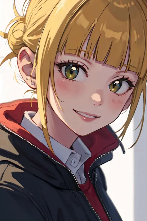 <lyco:togatest:1.0>himiko toga,blonde hair,blunt bangs
(best quality, masterpiece, RAW photo,ultra-detailed:1.2), <lyco:GoodHands-beta2:1.0>,1girl,solo,looking at viewer,smile