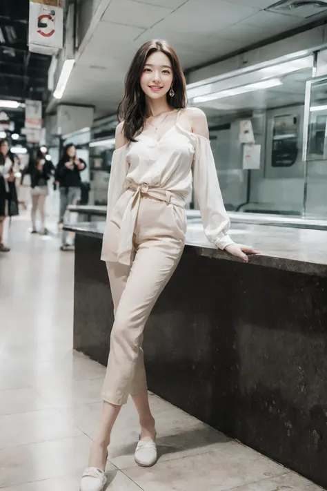 (Masterpiece:1.2, high quality:1.3),(Ray Tracing:1.3), (depth of field:1.8),1girl,((nude:0.1)),((korea subway platform background:1.3)),((full body:1.3)),Hyper realistic, photography shot, Kodak portrait 800, 105mm f1.8,
((To incorporate the depiction of a stylish woman wearing fashionable trends:1.3))
Height: 170 cm
Bust: 90.9 cm (Based on the golden ratio applied to height)
Waist: 56.1 cm (Golden ratio applied to bust)
Hip: 92.5 cm (Golden ratio applied to waist)
Inseam: 80.5 cm (Based on the golden ratio applied to height)
Upper Body Length: 45.6 cm (Based on the golden ratio applied to height)
Lower Body Length: 88.4 cm (Based on the golden ratio applied to height)
Arm Length: 61.2 cm (Based on the golden ratio applied to height)
Leg Length: 100 cm
Shoulder Width: 40.2 cm (Based on the golden ratio applied to height)
These body measurements reflect a one-piece dress model with the golden ratio applied for an ideal and proportionate physique.
Create a realistic and fashion magazine-style image of a young and beautiful woman wearing an office outfit for June 25th, Tuesday, sitting in her office. She is wearing a white linen shirt, beige linen chinos, and loafers. She is also wearing a silver necklace, small earrings, and a thin wristwatch. The image should be clear and crisp and show the full body of the model. The image can be used for commercial purposes.
Women's Office Outfit for June 25th, Tuesday
Prompt for AI Image Generation:
Image Style: Realistic style, fashion magazine style
Pose: Sitting, standing, or walking
Background: Office, cafe, or street
Lighting: Natural light, indoor lighting
Color Palette: Bright and cheerful colors, pastel colors
Clothing Details:
Top: White linen shirt
Bottoms: Beige linen chinos
Shoes: Loafers
Accessories: Silver necklace, small earrings, thin wristwatch
Additional Information:
The image should be clear and crisp.
The image should show the full body of the model.
The image can be used for commercial purposes.
Here is an example of a prompt you can use to request Ai to generate an image:
Create a realistic and fashion magazine-style image of a young and beautiful woman wearing an office outfit for June 25th, Tuesday, sitting in her office. She is wearing a white linen shirt, beige linen chinos, and loafers. She is also wearing a silver necklace, small earrings, and a thin wristwatch. The image should be clear and crisp and show the full body of the model. The image can be used for commercial purposes.
Tips:
To improve the quality of the image, you can add more details to the prompt. For example, you can describe the model's hairstyle, makeup, and type of shoes.
Experiment with different prompts to get the desired results.
Ai is still under development, so it may not generate perfect images. However, keep trying and you will eventually get the results you want.
