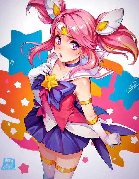 score_9, score_8_up, score_7_up, score_6_up, score_5_up, score_4_up
 <lora:startguardian_lux_pony6_v1:.8> lxstrgrdn, magical girl, star \(symbol\), tiara, elbow gloves, purple choker, sailor collar, hair ornament, white thighhighs, skirt <lora:sr_style_pony_v1_s1190:1>, rising arm, from above,  <lora:StS-SDXL-Foreshortening-v2-Iter10-LoKR:0.4> sts-foreshortening-v2