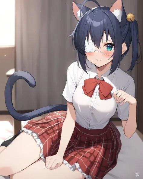 smile,On all fours,naked,Drooping eyes,Estrus,,big breast,((dog ears,dog tail))