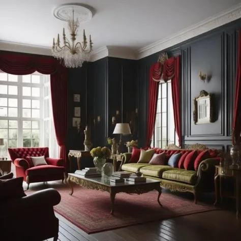 <lyco:English_style_interior_design_Sa_May:1.0> British style living room