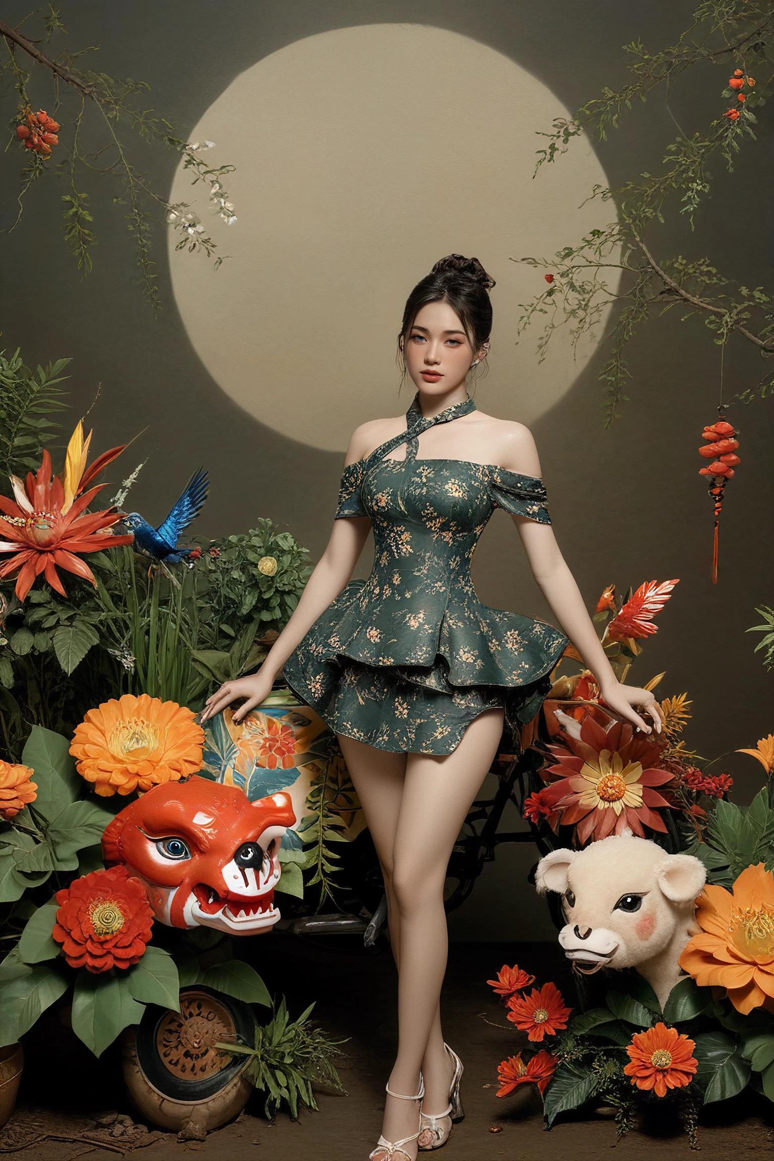 magic realism, holistic, particle systems, frostbite engine, grungy, grisaille, comic book style, aberration, exquisite, uhd, distinctive, anti-climax,female rachni, healer,, silenced pistol is riding on Barn Swallow and ample champagne suckering-stoloniferous serrated plant, pearl drupe fruit, marbled, bracteolate, rosette, tuberous root in a marketplace, dune,corridor,seahorse setting,tight-fitting silhouette with slit skirt (later qing dynasty),full body,<lora:OMG-Is-DucHaiten_v1.0:0.5>,<lora:PAseer-SDXL-AcceleratorLighting:1>,