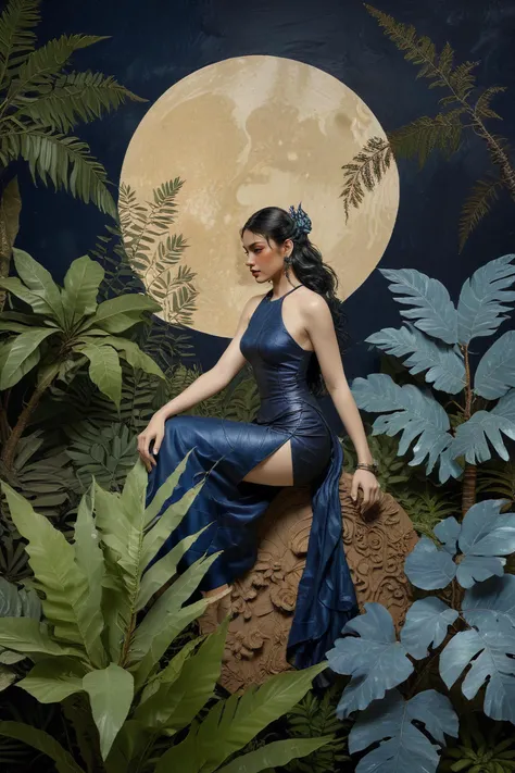 constructivism,  cytotoxic, procedural texturing, unity engine, ethereal, encaustic painting, hybrid styles,   no blur, 8k, unique, aposiopesis,female vulcan, priest is riding on  Indian Palm Squirrel and monumental dark blue suckering-spreading wavy-edged plant,  ovate frond-like leaf, fan-shaped venation, rosette-basal, entire leaf margin, dark thyrse peduncle flower, tubular,  ebracteolate, alternate, fibrous root  in a urban landscape, crescent moon phase,astronomical phenomenon  setting,minimal use of jewelry (e.g., earrings and bracelets),full body,<lora:OMG-Is-DucHaiten_v1.0:0.5>,<lora:PAseer-SDXL-AcceleratorLighting:1>,