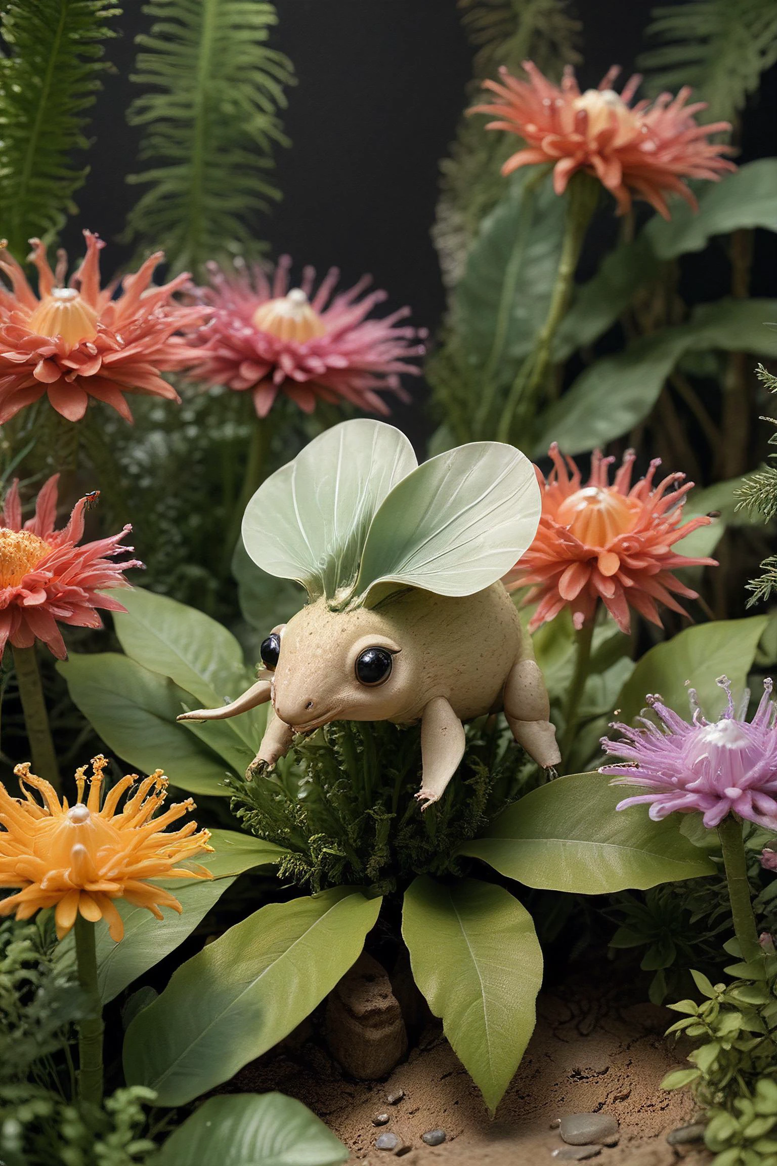 realism, sci-fi, lovable, real-time ray tracing, id tech engine, surrealist, dry brush, hybrid styles, pixar, high depth of field, 8k, newfangled, polyptoton,female drone, is riding on Shrew and huge irregularly colored clump-forming fan-shaped plant, velvety texture fibrillose tuber, fibrous, lobed sessile leaf, veinless, basal-rosette, serrate leaf margin, involucre, clustered, in a marsh, rotunda,hidden pools,chair rail,noise pollution setting,use of decorative fans and handheld accessories,full body,<lora:OMG-Is-DucHaiten_v1.0:0.5>,<lora:PAseer-SDXL-AcceleratorLighting:1>,