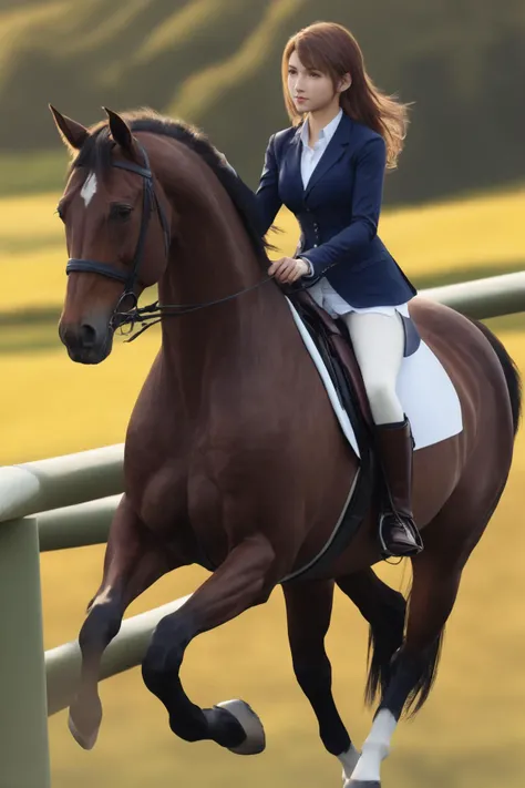 breathtaking 1girl,tifa7re,upper_body,horse,Riding Breeches,countryside,<lora:tifa_re_sdxl_V1-000006:0.7>,. award-winning,professional,highly detailed,