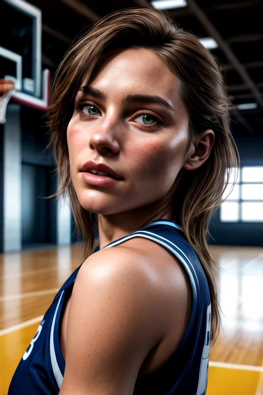 beautiful mature college girl, wearing basketball outfit, in basketball court, slim, petite, photorealistic, photo, masterpiece, realistic, realism, photorealism, high contrast, photorealistic digital art trending on Artstation 8k HD high definition detailed realistic, detailed, skin texture, hyper detailed, realistic skin texture, armature, best quality, ultra high res, (photorealistic:1.4),, high resolution, detailed, raw photo, sharp re, by lee jeffries nikon d850 film stock photograph 4 kodak portra 400 camera f1.6 lens rich colors hyper realistic lifelike texture dramatic lighting unrealengine trending on artstation cinestill 800,
<lora:add_detail:1>