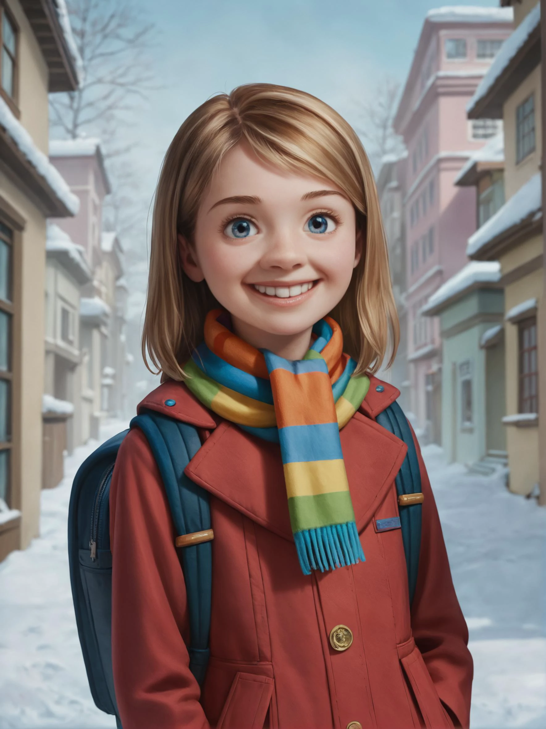 score_8, score_9, score_8_up, score_9_up, content_safe, source_anime, high quality, high contrast, (realistic:1.2), 1girl, smile, looking at viewer, colorful background, blonde, young, <lora:Riley_Andersen:0.8> r_ly, 1girl, skinny, blonde, blue eyes, red coat, winter, <lora:add-detail-xl:0.55>, college, 18 years old, student, backpack, scarf, <lora:dare_complex_color_notrigger:0.35>, face focus, portrait
