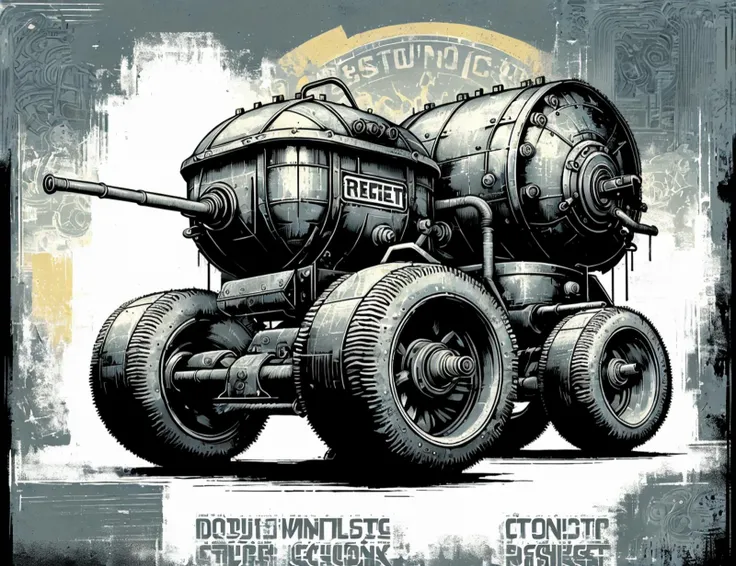 masterpiece illustration, detailed,DonMB14ckB377y cement mixer, shells,strobe lights,crown wheels,shields,control labels (start, stop, reset, etc.), stitched, gauzy <lora:DonMB14ckB377y:1>