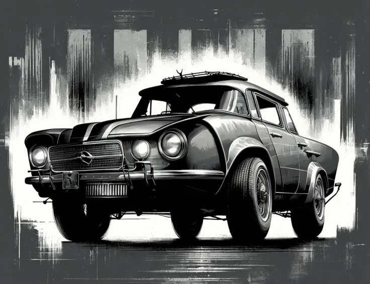 masterpiece illustration, detailed,DonMB14ckB377y tiny Conveyance, gullwing doors,     luminite, two-toned, gunmetal gray,   <lora:DonMB14ckB377y:1>