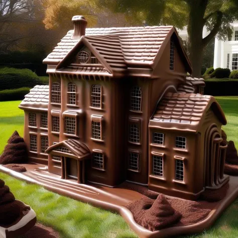 photo, realistic, a chocolate The White House, Washington DC, the entire building made of chocolate, chocolate architecture, full size, aerial photography, on the lawn,highly detailed <lora:ChocolateWorld_v08a:1> SimplepositiveXLv1 unaestheticXLv13
<lora:add_detail:1>
