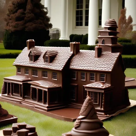 photo, realistic, a chocolate The White House, Washington DC, the entire building made of chocolate, chocolate architecture, full size, aerial photography, on the lawn,highly detailed <lora:ChocolateWorld_v07a:1> SimplepositiveXLv1 unaestheticXLv13
<lora:add_detail:1>