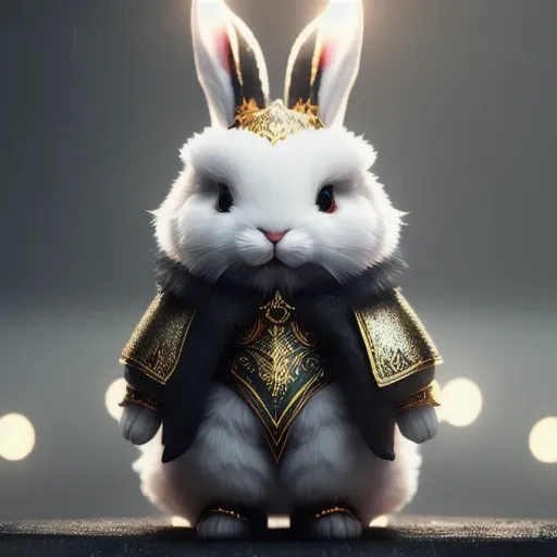 bunny, high ornamented light armor, fluffy fur, foggy, wet, stormy, 70mm, cinematic, highly detailed