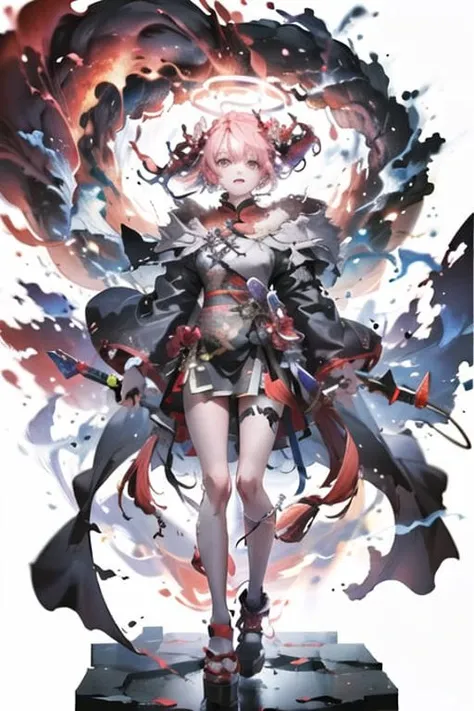 [(white background:1.2)::3] hexagon,(detailed face:1.3),smile,chinese style,immortal demeanor, long-haired man, peaks, deep ravines, stars, turbulent winds, soaring dragons, cross-shaped sword, purple clouds, giant birds, portal, smoke, flames, mystical runes, ancient robe, red petals, halo,lightning,thunder,<lora:lightAndShadow_v10:0.3>, <lora:lightlineArtLora_v10:0.3> ,<lora:yoneyamaMaiStyleLora_yoneyamaMaiV2:0.5>, <lora:gachaSplashLORA_gachaSplash31:0.4>