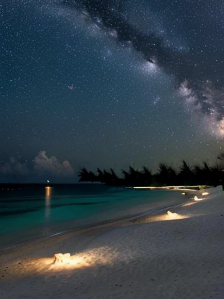 starry night in a Maldivian beach