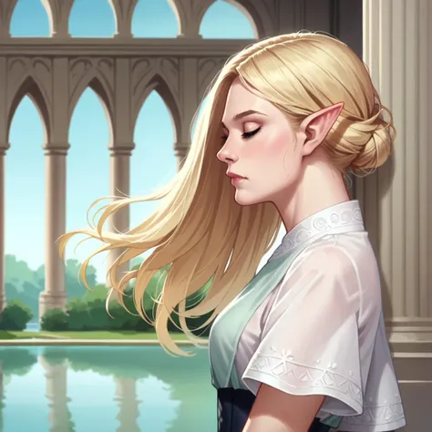 score_9, score_8_up, score_7_up, score_6_up,source_anime, anime 2d, anime screencap, side profile a beautiful blonde elf with her hair blowing in the wind, ethereal, palace and water in the background, closeup, elxfanning,  <lora:elfanning_ponyxl_aut_xl_1_st_wicap_merger_35_86_05-05-elxfanning:1.1>