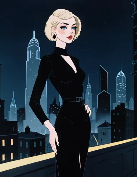 Illustration of Sophie Valentine, (elegant and fashionable:1.2), (modeling pose:1.1), (stylish outfit:1.1), (chic black dress:1.1), (sleek hairstyle:1.1), (confident expression:1.2), (striking makeup:1.1), (cityscape background:1.1), (nighttime setting:1.1), (dramatic lighting:1.2), (captivating gaze:1.2), (photorealistic art style:1.1), (attention to detail:1.2), (subtle color palette:1.1), (sophisticated atmosphere:1.2), (fashion model vibes:1.2), (graceful and poised stance:1.2).






