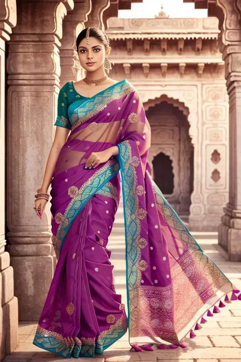 1girl, solo,girl wearing indian saree, pink indian saree,standing, happy , looking at viewer, blue ayes, high quality, absurd res, best quality , shap focus, uhd,8k,realistic, photorealistic, octane render, unreal engine, upper body , dynamic lighting, perfet face, perfect body <lora:saree:0.8>