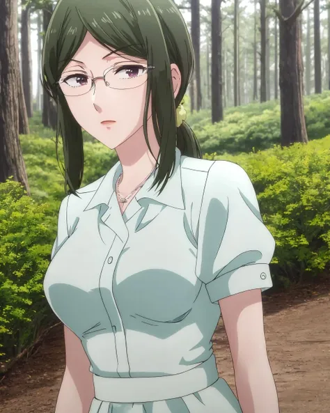 ((masterpiece, high quality, best quality, highres,))
 outdoors, forest, looking at viewer, 
 hanako, green dress, <lora:Hanako-08:1>