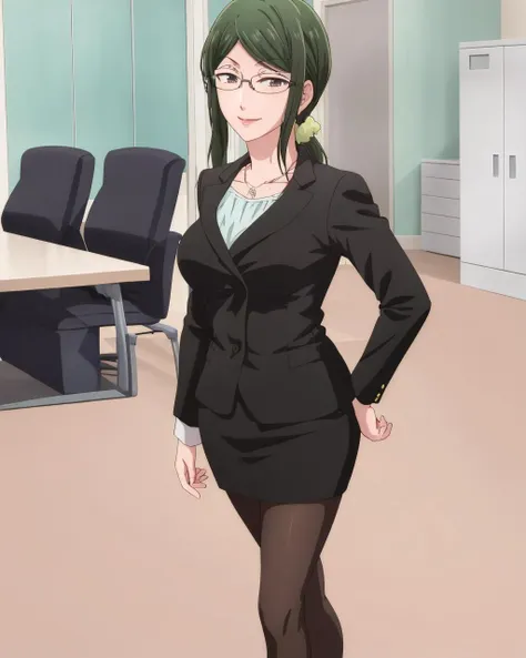 ((masterpiece, high quality, best quality, highres,))
indoors, office,
suit, pencil skirt, pantyhose, heels, smile, looking looking at viewer,
hanako, <lora:Hanako-08:1>