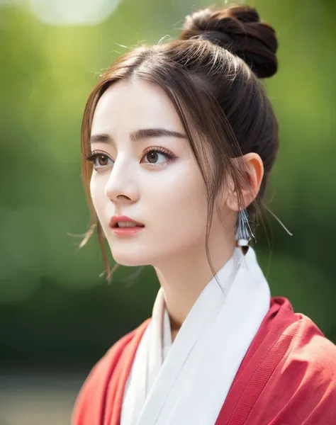 best quality ,masterpiece, illustration, an extremely delicate and beautiful, extremely detailed ,CG ,unity ,8k wallpaper, Amazing, finely detail, official art,8k wallpaper,absurdres, incredibly absurdres, field, demeanor of a heroic woman, ultra-detailed,beautiful detailed girl, extremely detailed eyes and face,hair bun,(Hanfu:1.2),(half body shot),
