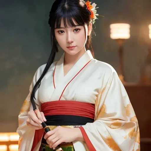 ((White color eyes)), ((Hinata Hyuga, ((cream color skin)), a beloved character from the anime Naruto, dressed in a vibrant red kimono with a golden flower design. She stands with grace and confidence, her smile radiating warmth and positivity. Write a short story or descriptive scene that captures Hinata's essence and the beauty of her outfit. Consider the setting, her thoughts and feelings, and any interactions she might have with others. Showcase her strengths and the qualities that make her a beloved character in the Naruto universe)), masterpiece, best quality, (1girl, solo, girl:1.2), chromatic aberration, depth of field, soft lighting, (medium big breasts), professional majestic oil painting by Ed Blinkey, Atey Ghailan, Studio Ghibli, by Jeremy Mann, Greg Manchess, Antonio Moro, trending on ArtStation, trending on CGSociety, Intricate, High Detail, Sharp focus, dramatic, photorealistic painting art by midjourney and greg rutkowski<lora:lora-hanfugirl-v1-5:0.65>